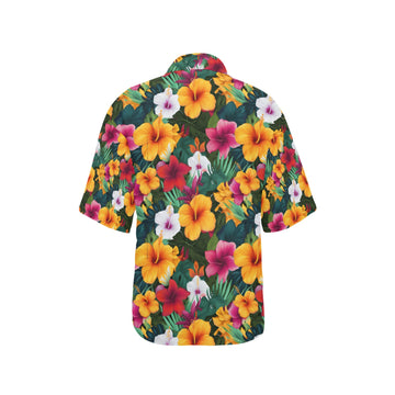 Colorful Hibiscus Hawaiian Shirt for Women