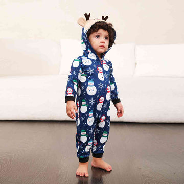 Baby Snowman Print Hooded Jumpsuit